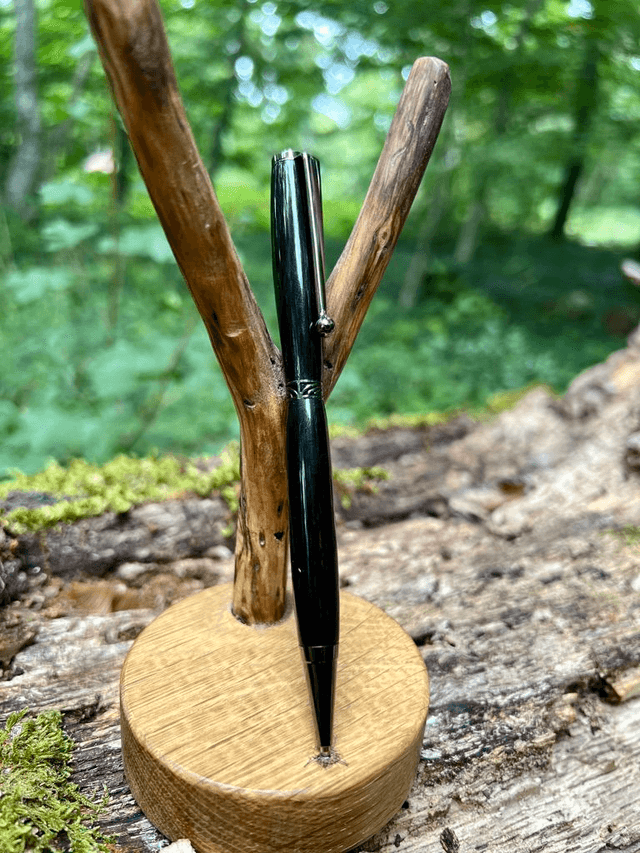 Stylo art deco gris Ebène du Gabon 