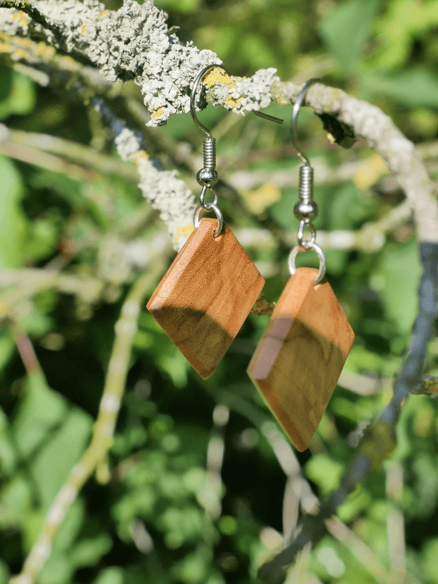 Boucle d'oreille en bois d'Olivier