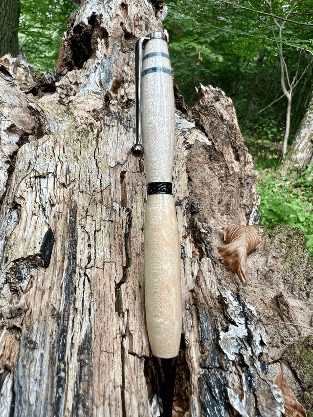 Stylo art deco gris Erable pierre d'opale 