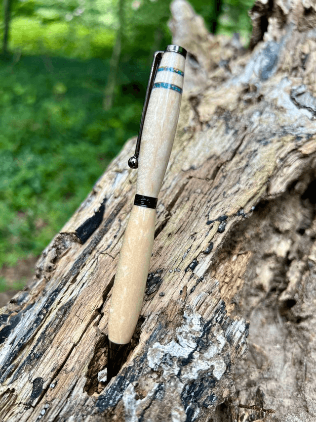 Stylo art deco gris Erable pierre d'opale 