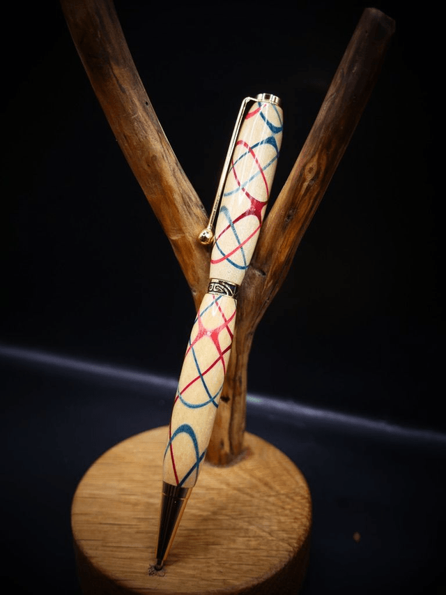 Stylo art deco OR Erable et incrustation Sycomore 